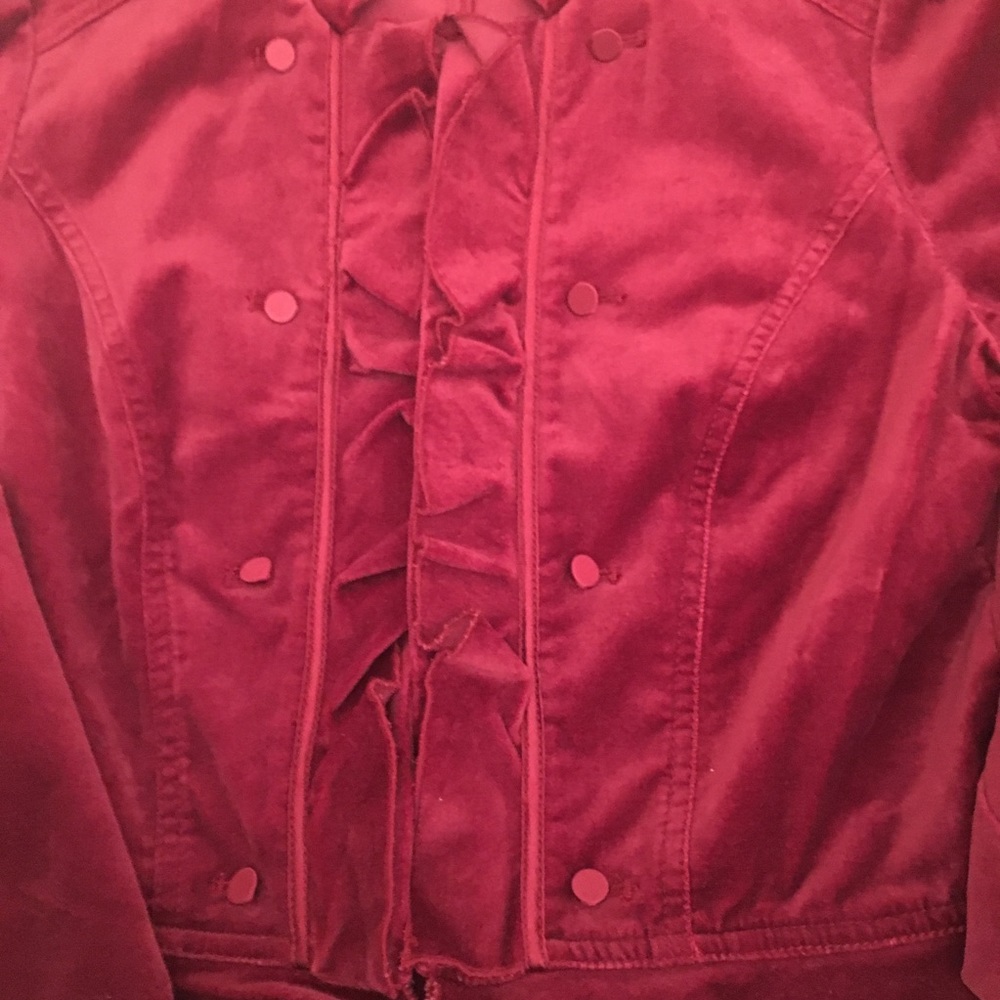 White House Black Market Burgundy Velvet Jacket - Picture 4 of 9